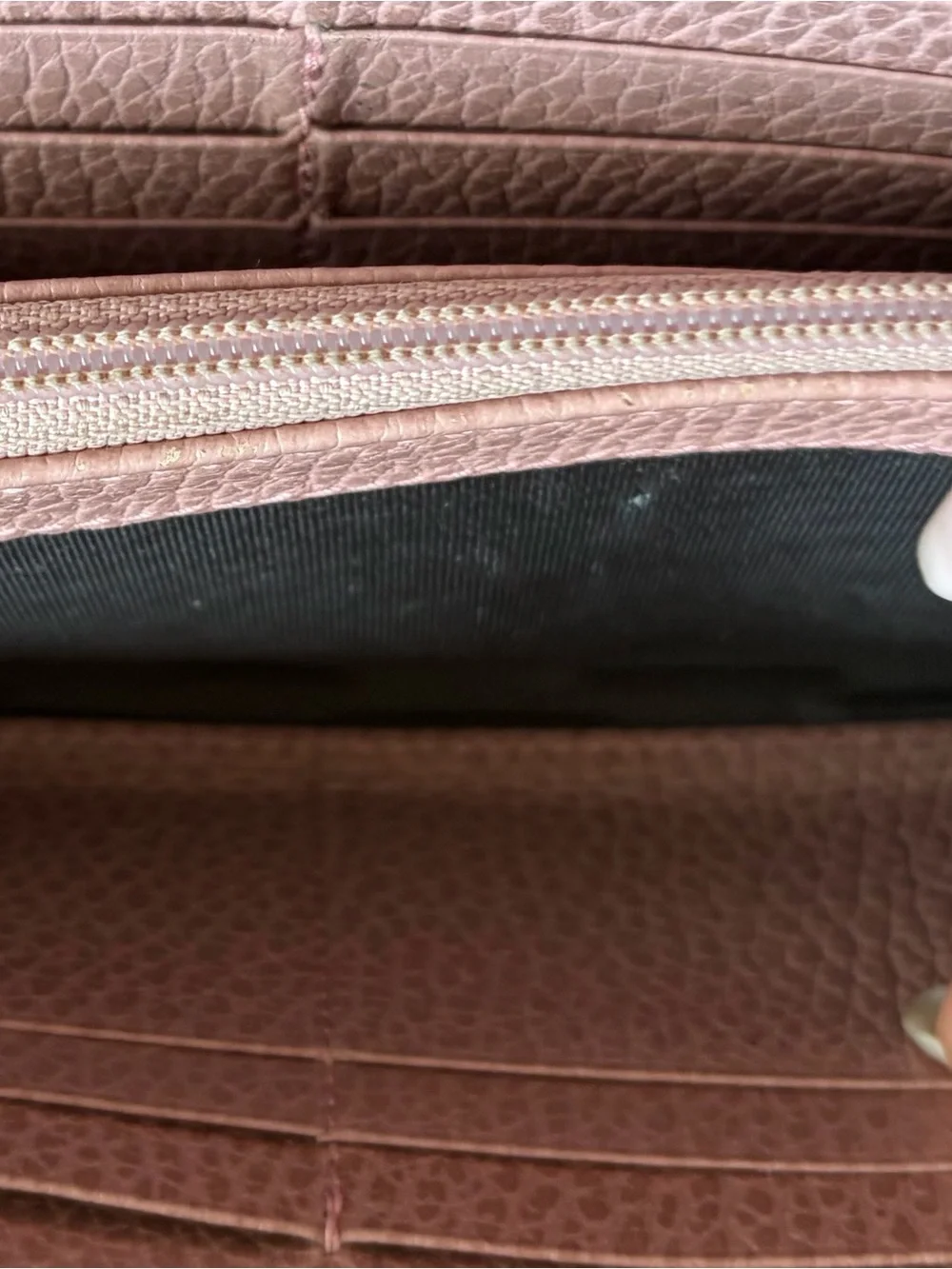 GUCCI brown/pink pebbled leather long wallet